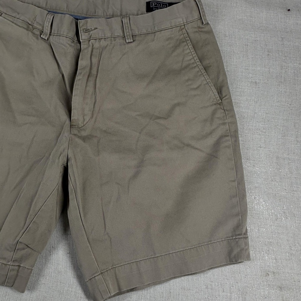 Polo Ralph Lauren Shorts Mens Classic Fit 38 Khaki Flat‎ Front Chino Casual - Picture 2 of 10